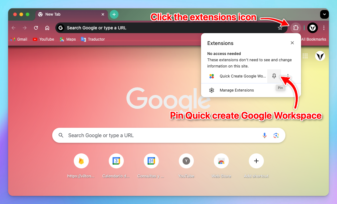 Quick create google workspace - Vilton Tech